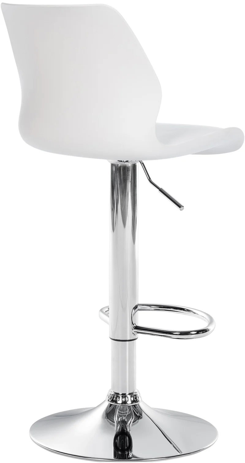 Lot de 2 tabourets de bar avec repose-pieds hauteur réglable pivotant en PVC et plastique blanc et métal 10_0004169