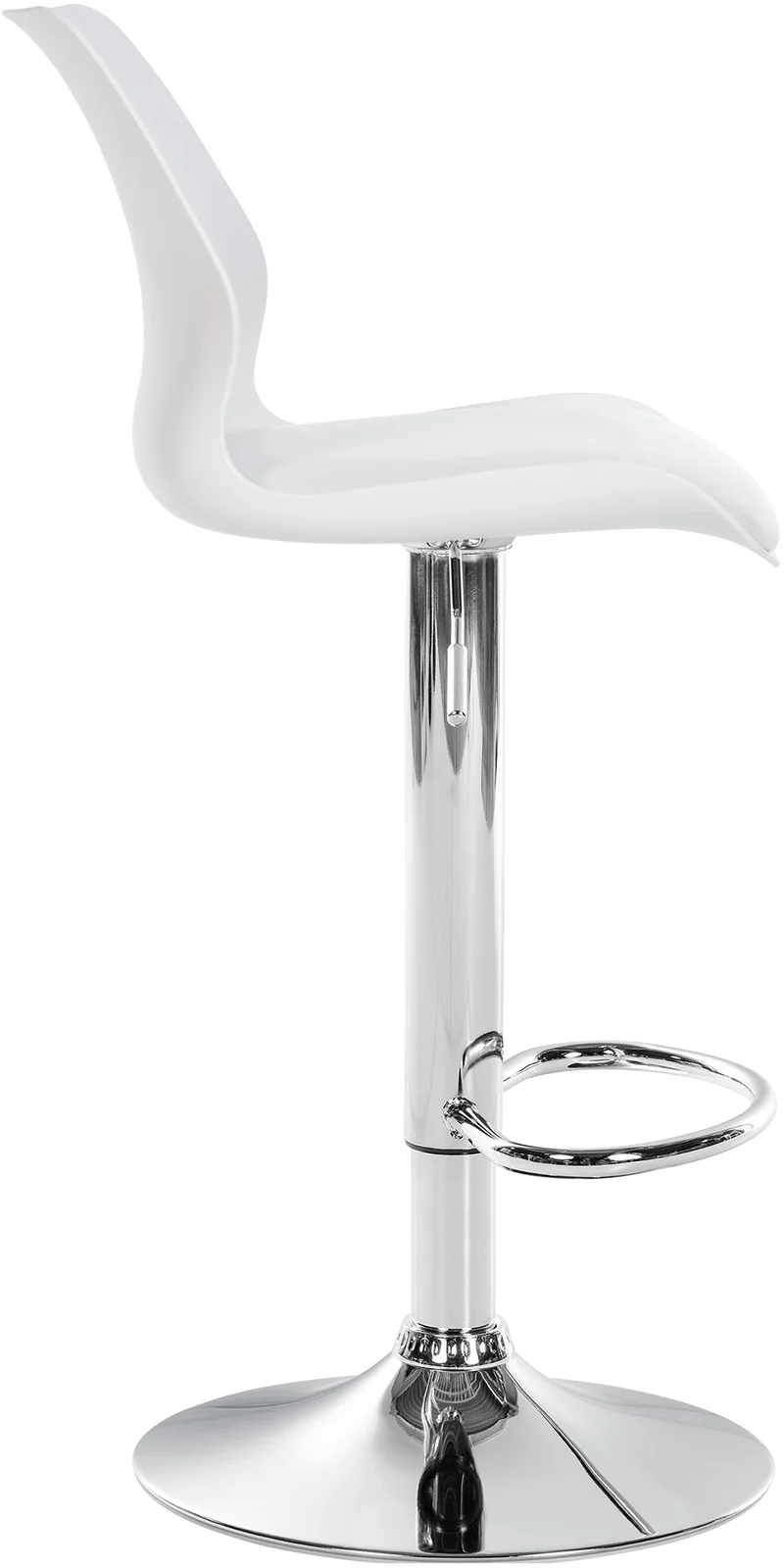 Lot de 2 tabourets de bar avec repose-pieds hauteur réglable pivotant en PVC et plastique blanc et métal 10_0004169