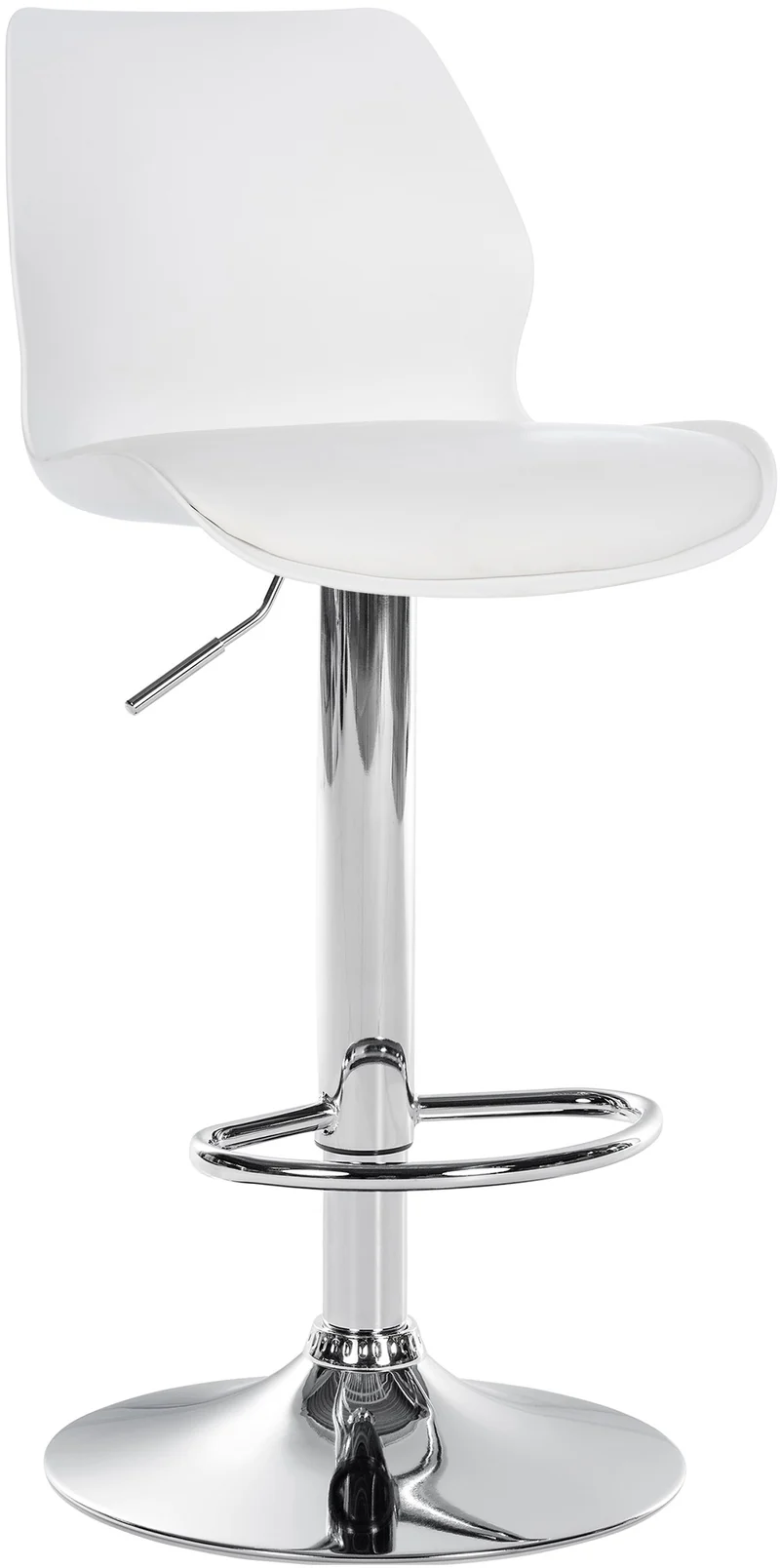 Lot de 2 tabourets de bar avec repose-pieds hauteur réglable pivotant en PVC et plastique blanc et métal 10_0004169