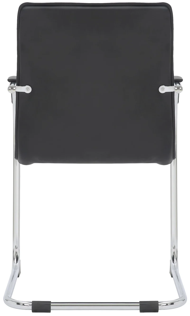Set de 2 chaises visiteurs accoudoirs en PVC noir piétement luge en métal chromé 10_0003122