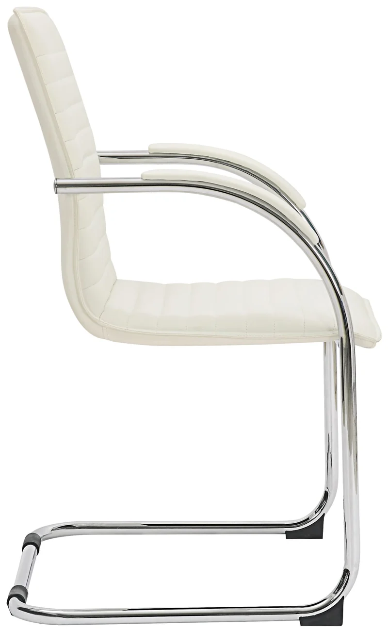 Set de 2 chaises visiteurs accoudoirs en PVC blanc piétement luge en métal chromé 10_0003121