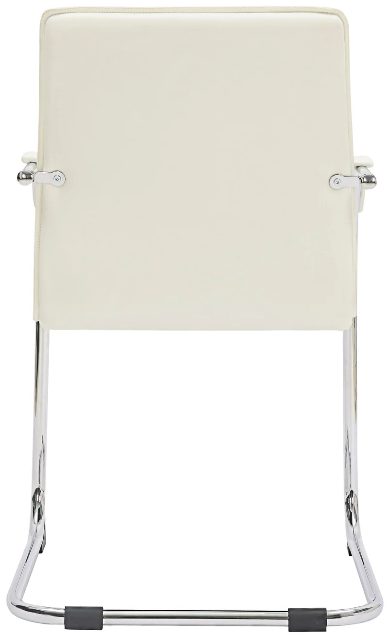 Set de 2 chaises visiteurs accoudoirs en PVC blanc piétement luge en métal chromé 10_0003121