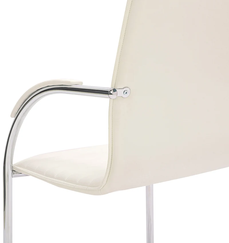 Set de 2 chaises visiteurs accoudoirs en PVC blanc piétement luge en métal chromé 10_0003121
