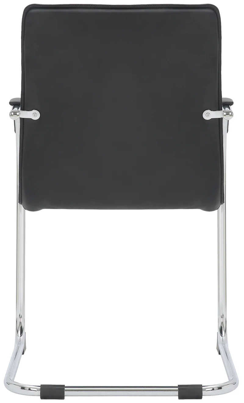 Chaise visiteur fauteuil de bureau avec accoudoirs assise en PVC noir piètement luge métallique 10_0003420