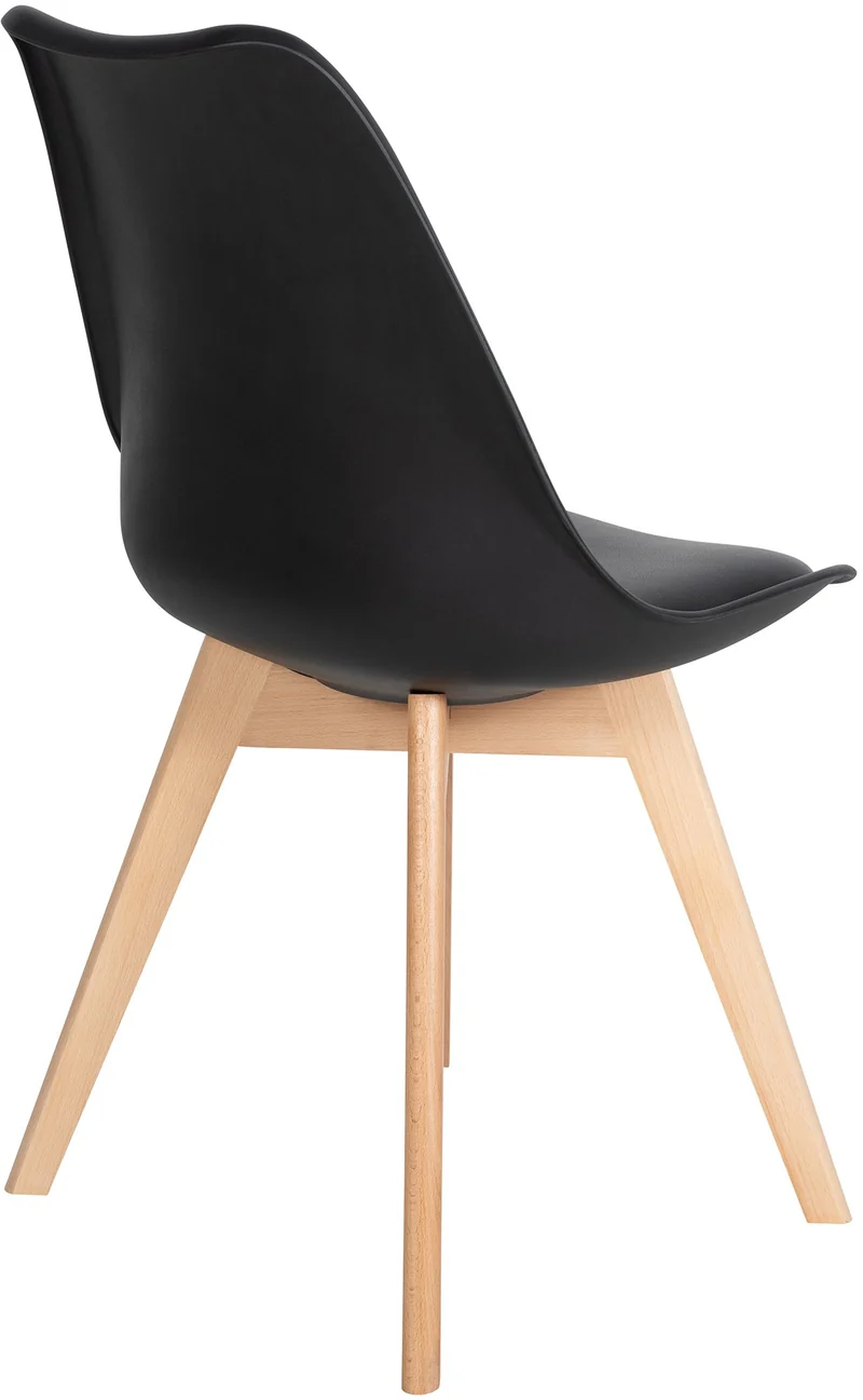 Lot de 6 chaises de salle à manger cuisine en plastique et PVC noir châssis en bois 10_0003221