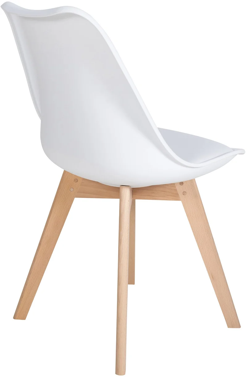 Lot de 6 chaises de salle à manger cuisine en plastique et PVC blanc châssis en bois 10_0003220
