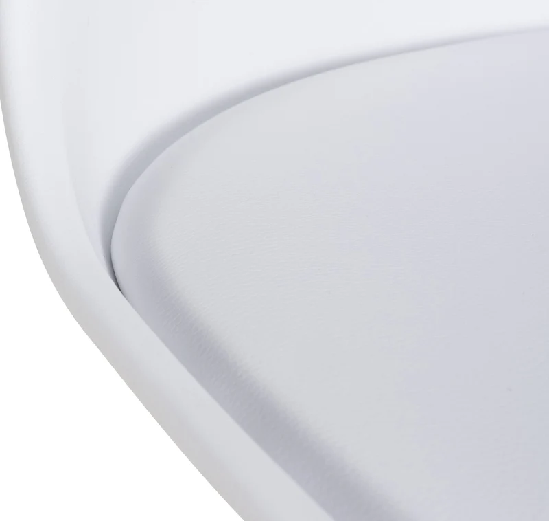 Lot de 6 chaises de salle à manger cuisine en plastique et PVC blanc châssis en bois 10_0003220