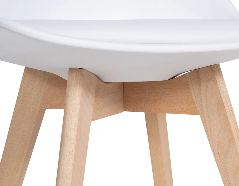 Lot de 6 chaises de salle à manger cuisine en plastique et PVC blanc châssis en bois 10_0003220