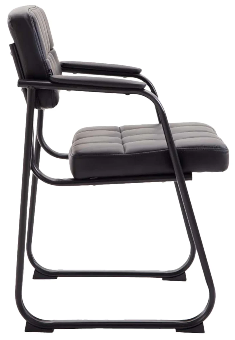 Lot de 2 chaises de bureau visiteur avec accoudoirs assise en PVC noir cadre métal noir 10_0003111