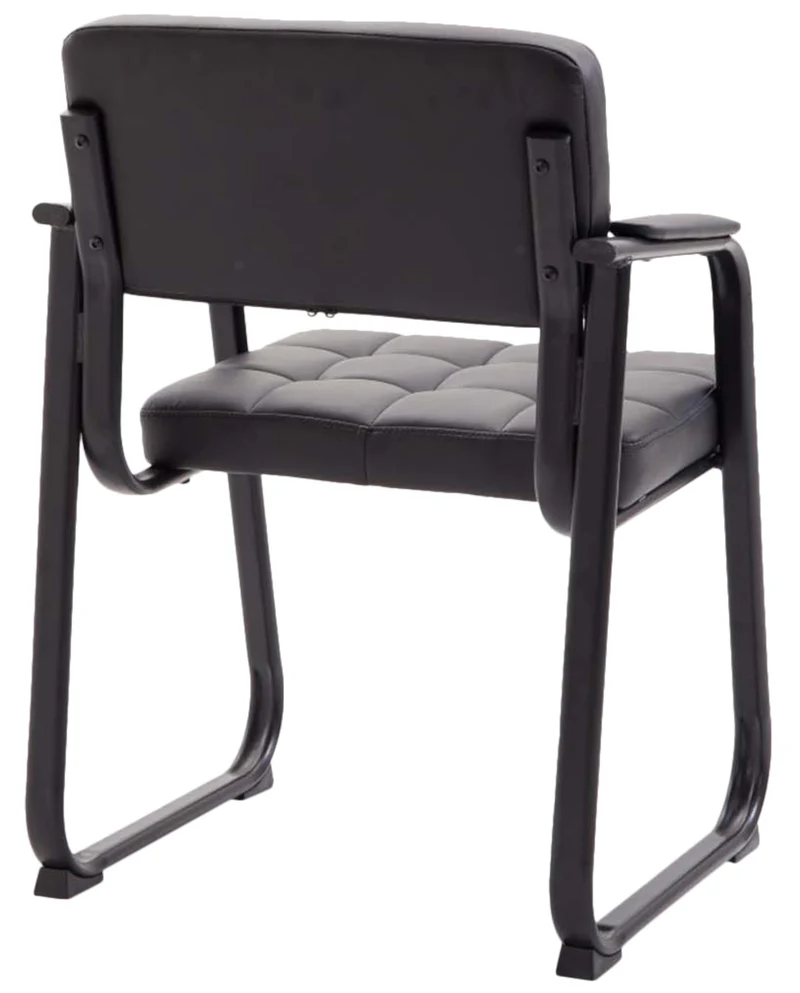 Lot de 2 chaises de bureau visiteur avec accoudoirs assise en PVC noir cadre métal noir 10_0003111