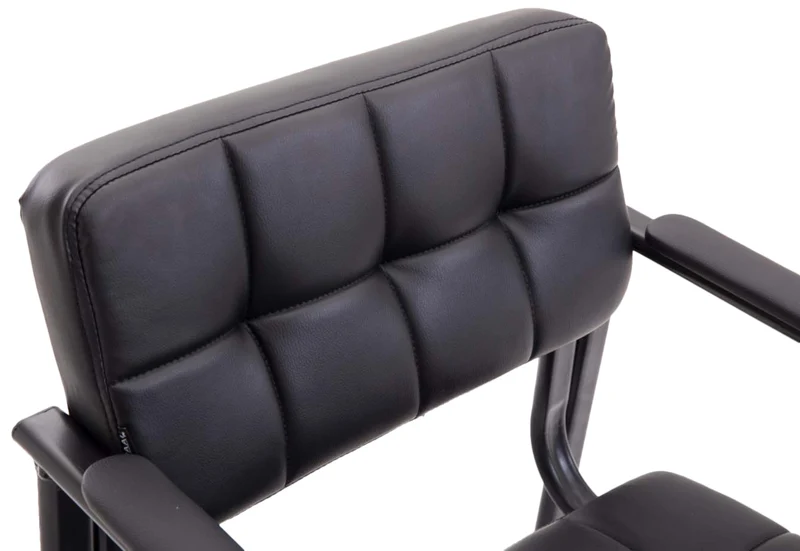 Lot de 2 chaises de bureau visiteur avec accoudoirs assise en PVC noir cadre métal noir 10_0003111