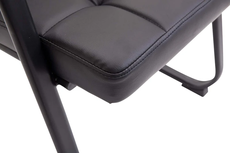 Lot de 2 chaises de bureau visiteur avec accoudoirs assise en PVC noir cadre métal noir 10_0003111