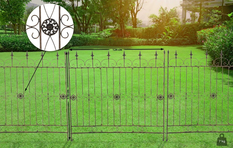 Clôture bordure de jardin 115x125 cm en métal bronze 10_0002950