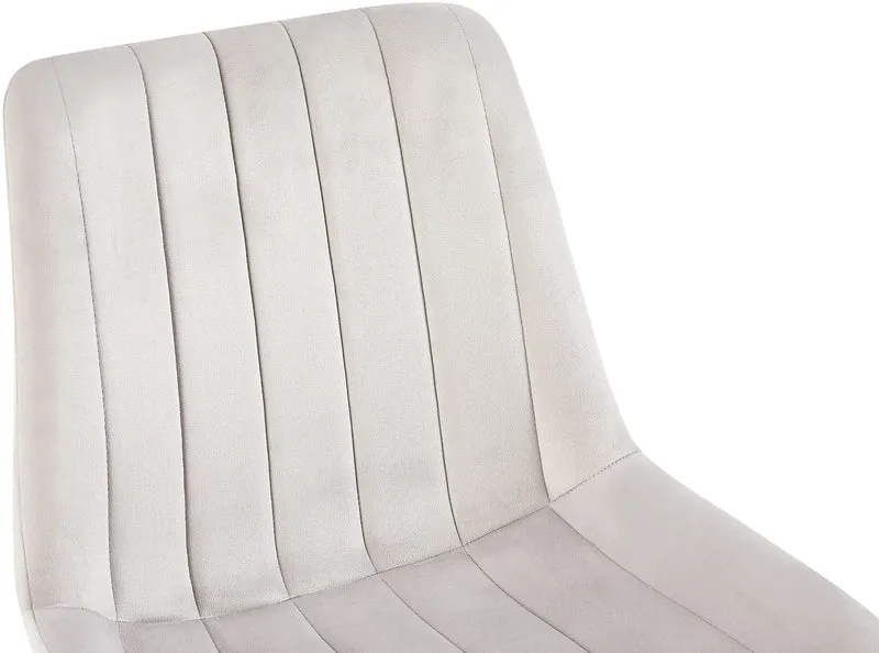 Chaise de salle à manger x1 en velours gris clair avec coutures verticales piètement en métal noir 10_0002333