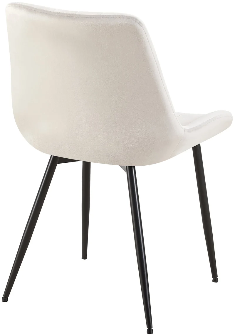 Chaise de salle à manger x1 en velours gris clair avec coutures verticales piètement en métal noir 10_0002333