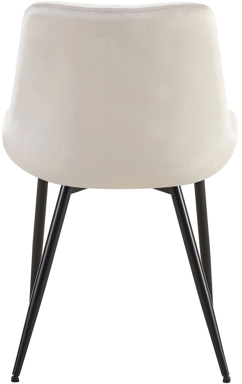Chaise de salle à manger x1 en velours gris clair avec coutures verticales piètement en métal noir 10_0002333