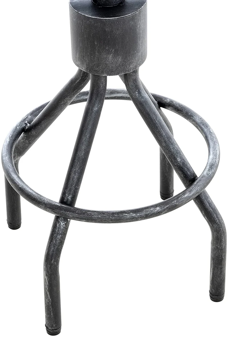 Tabouret de bar chaise haute de comptoir x1 avec dossier design industriel vintage métal gris et bois TDB10319