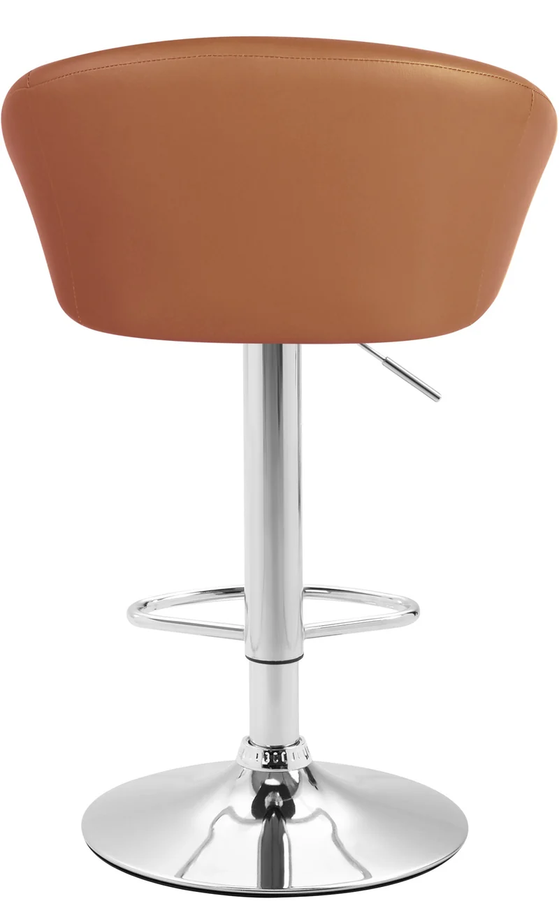 Tabouret de bar x1 réglable et pivotant dossier arrondi en PVC marron clair piètemet en métal chromé 10_0005208