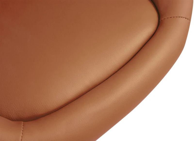 Tabouret de bar x1 réglable et pivotant dossier arrondi en PVC marron clair piètemet en métal chromé 10_0005208