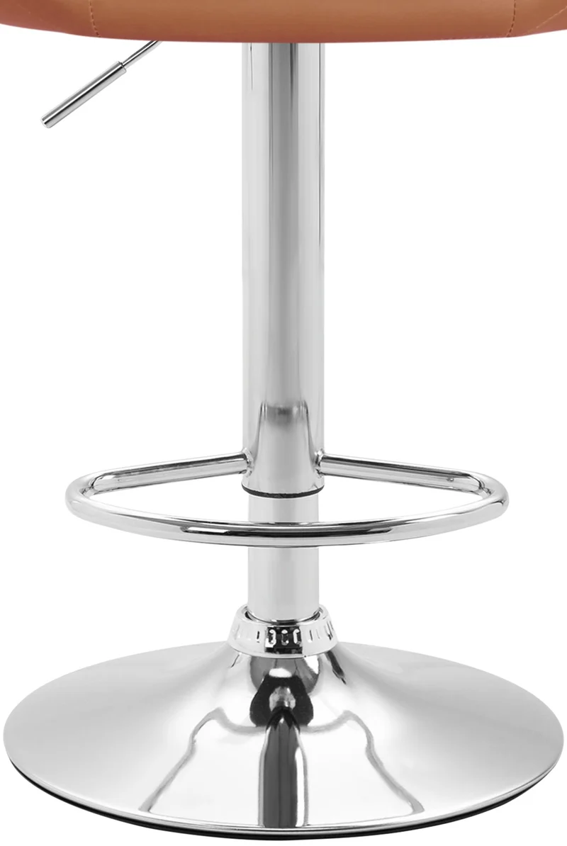 Tabouret de bar x1 réglable et pivotant dossier arrondi en PVC marron clair piètemet en métal chromé 10_0005208