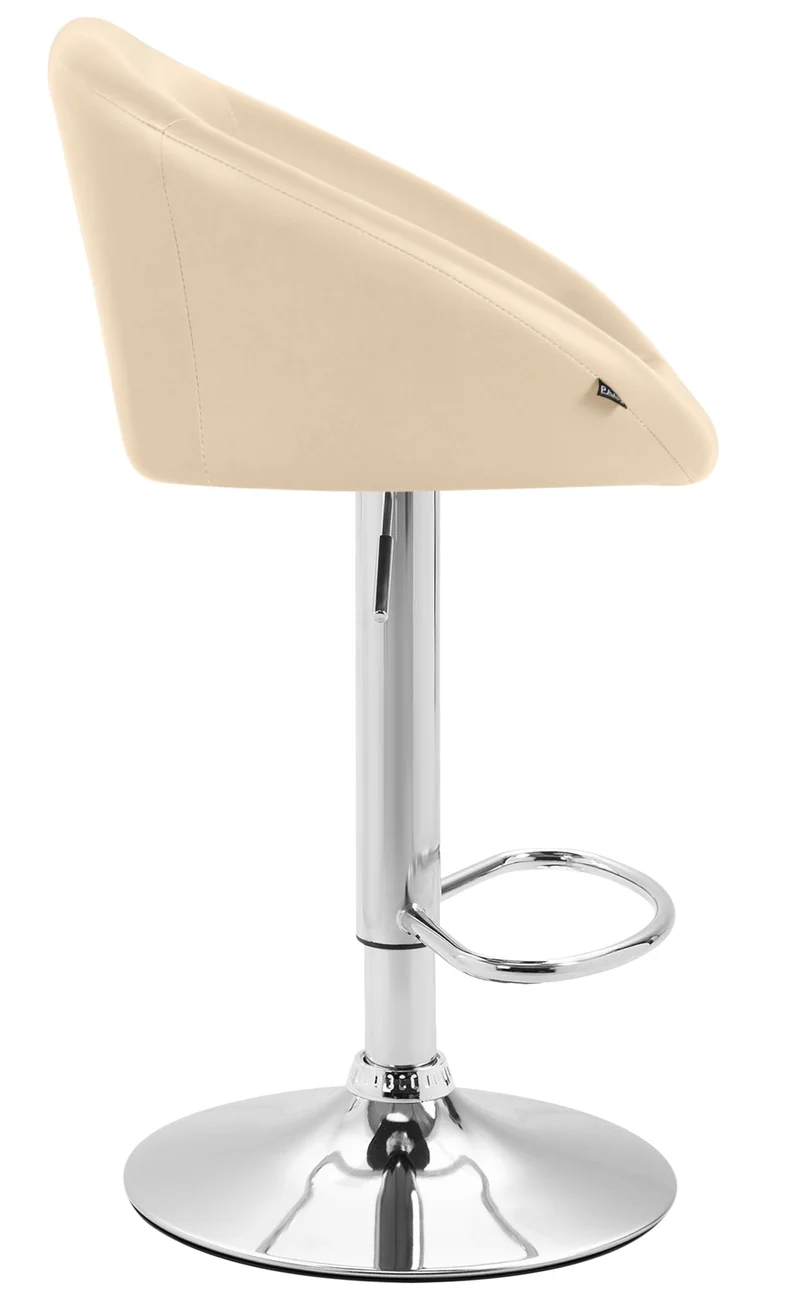 Tabouret de bar x1 réglable et pivotant dossier arrondi en PVC crème piètemet en métal chromé TDB10805