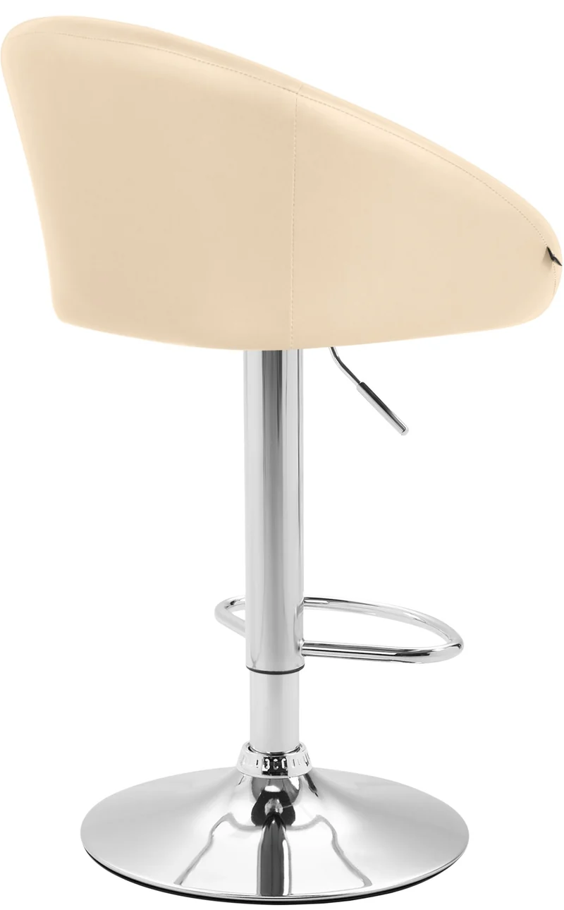 Tabouret de bar x1 réglable et pivotant dossier arrondi en PVC crème piètemet en métal chromé TDB10805