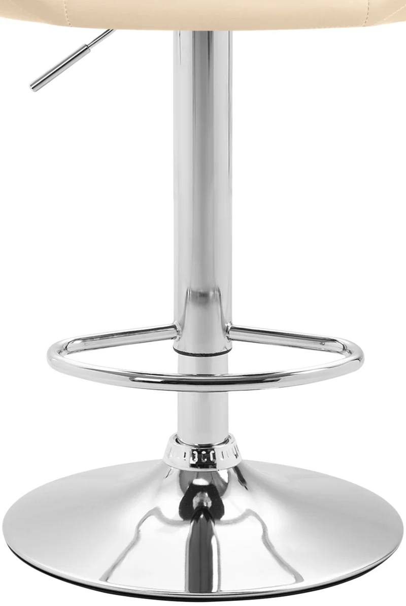 Tabouret de bar x1 réglable et pivotant dossier arrondi en PVC crème piètemet en métal chromé TDB10805