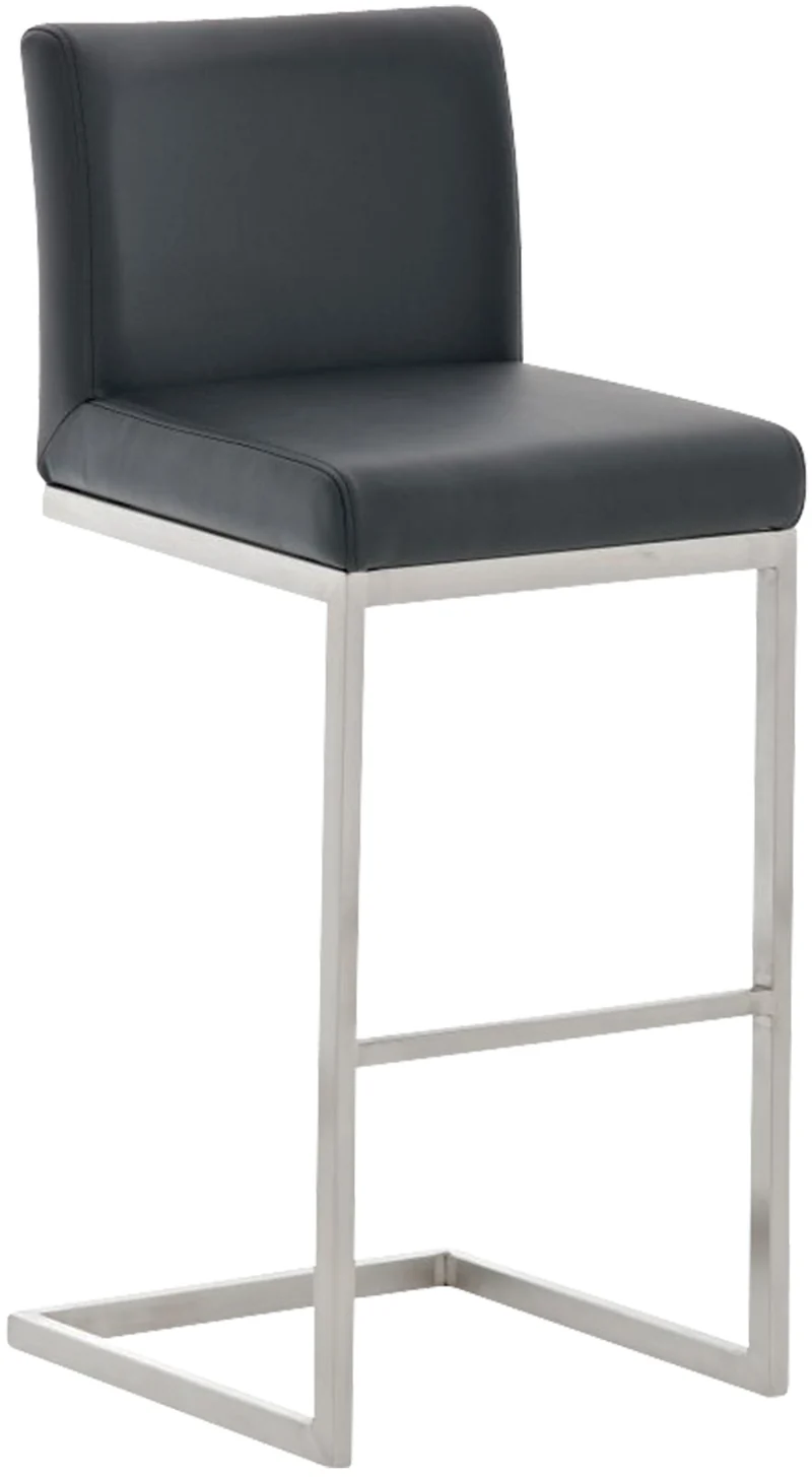Tabouret de bar x1 design moderne support en acier inoxydable assise en PVC noir 10_0005317