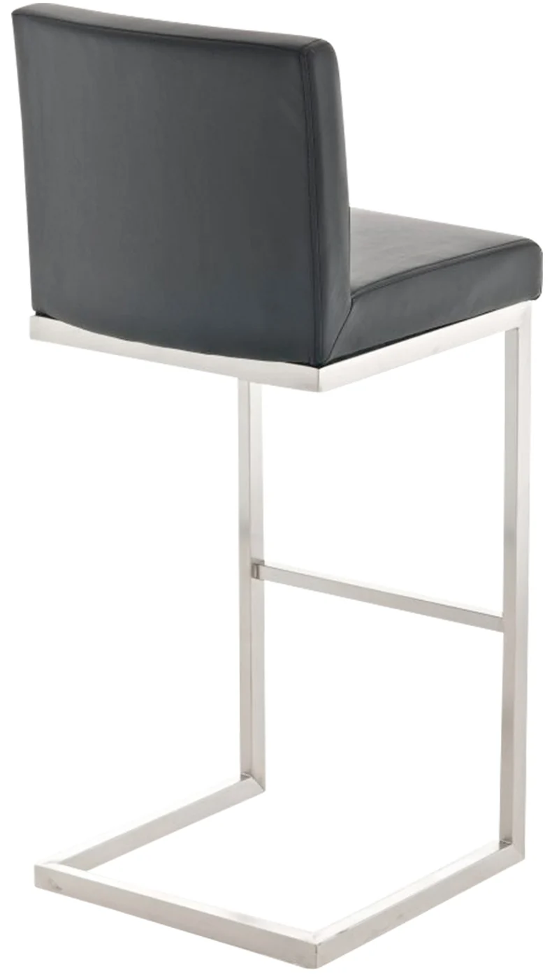 Tabouret de bar x1 design moderne support en acier inoxydable assise en PVC noir 10_0005317