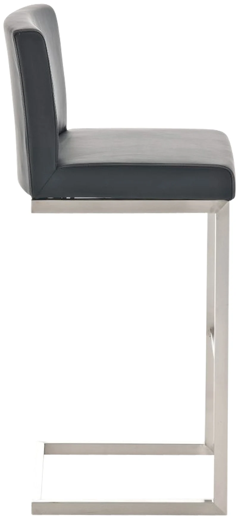 Tabouret de bar x1 design moderne support en acier inoxydable assise en PVC noir 10_0005317