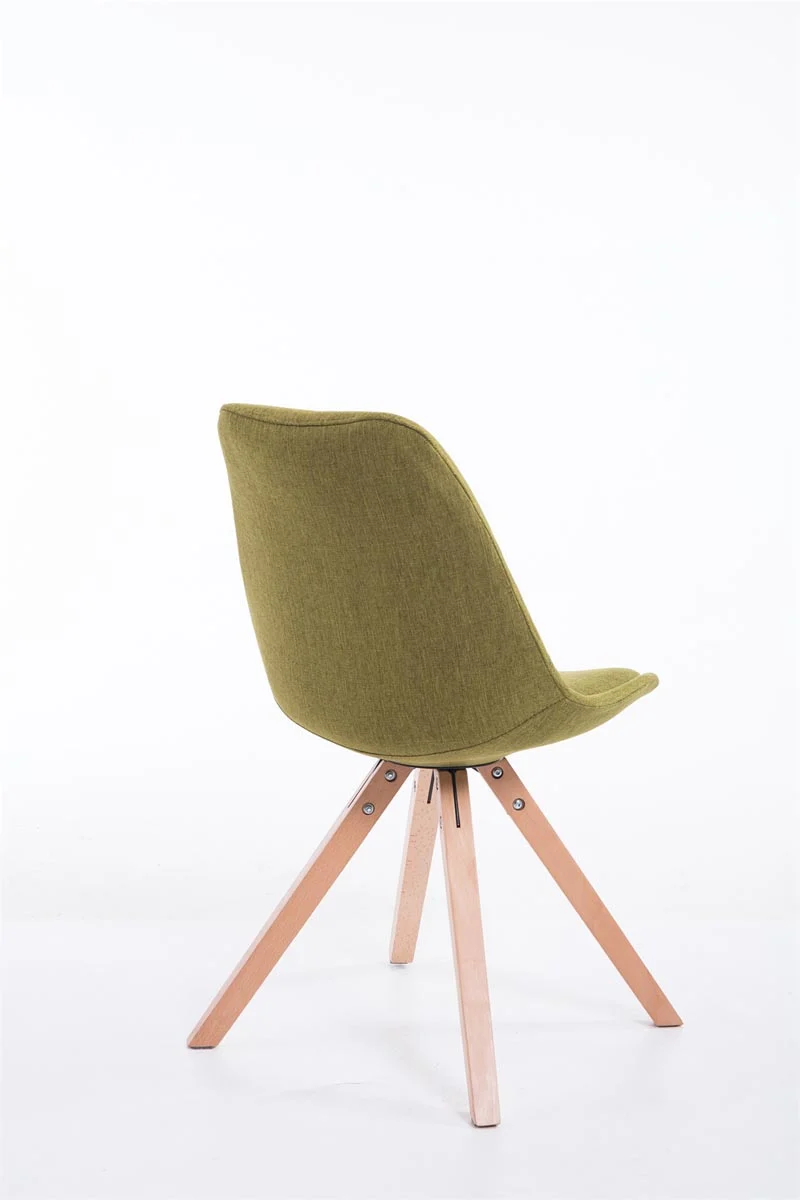 Chaise de salle à manger design scandinave en tissu vert et pieds en bois clair forme carré 10_0003460