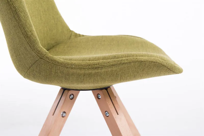 Chaise de salle à manger design scandinave en tissu vert et pieds en bois clair forme carré 10_0003460