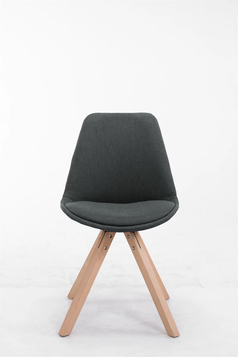 Chaise de salle à manger design scandinave en tissu gris foncé et pieds en bois clair forme rond 10_0003458