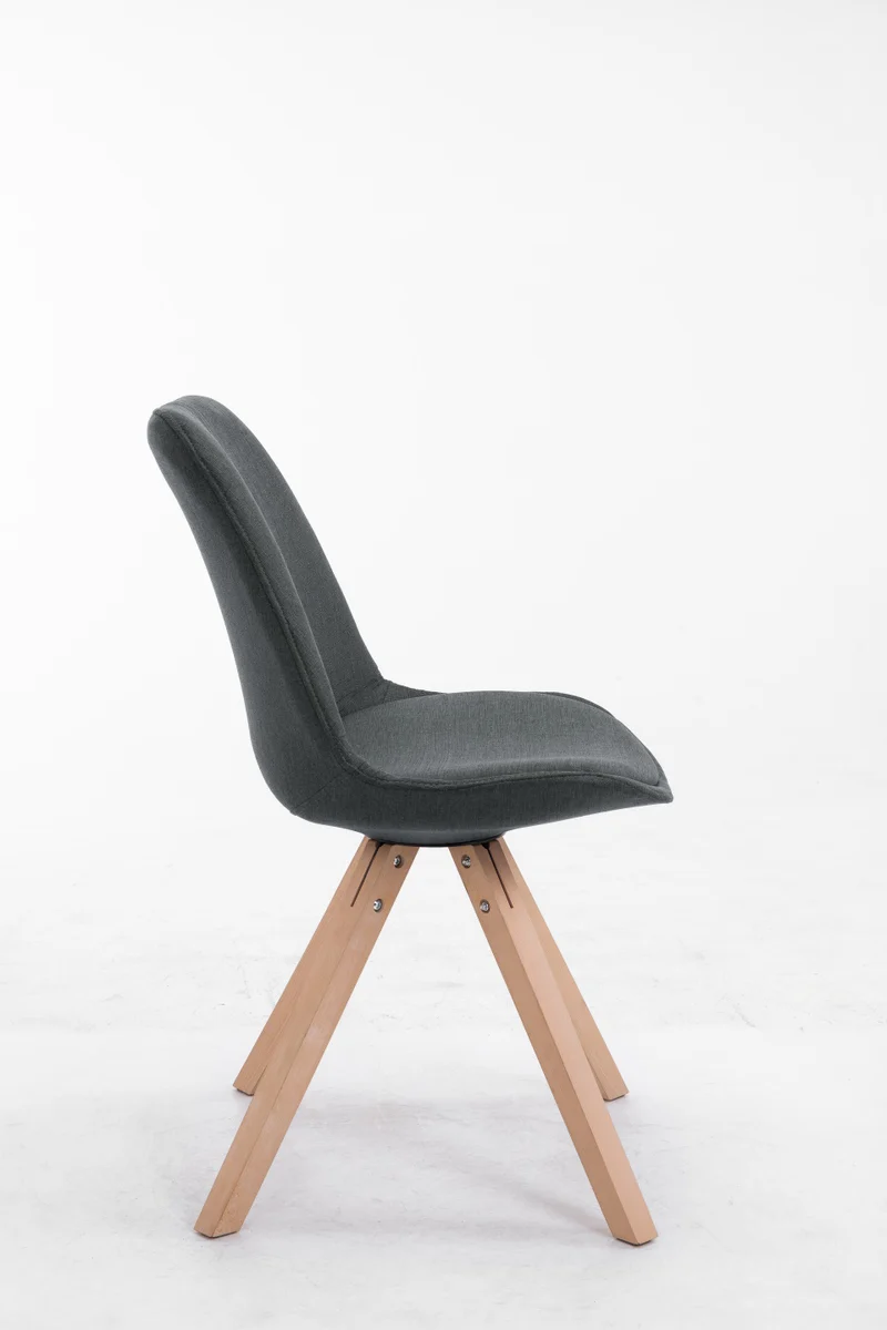 Chaise de salle à manger design scandinave en tissu gris foncé et pieds en bois clair forme rond 10_0003458