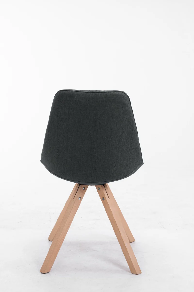 Chaise de salle à manger design scandinave en tissu gris foncé et pieds en bois clair forme rond 10_0003458