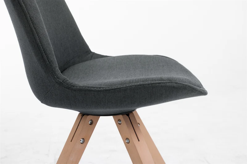 Chaise de salle à manger design scandinave en tissu gris foncé et pieds en bois clair forme rond 10_0003458