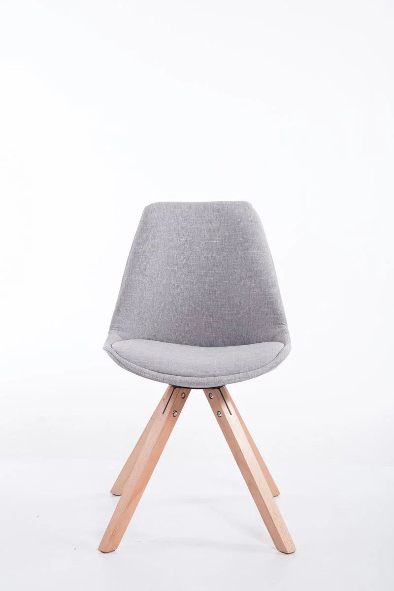 Chaise de salle à manger design scandinave en tissu gris et pieds en bois clair forme carré 10_0003459