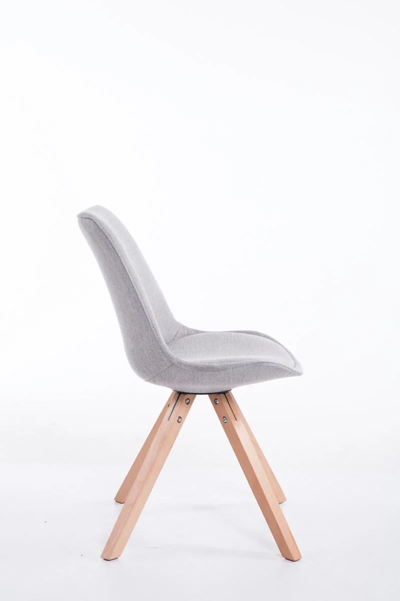 Chaise de salle à manger design scandinave en tissu gris et pieds en bois clair forme carré 10_0003459