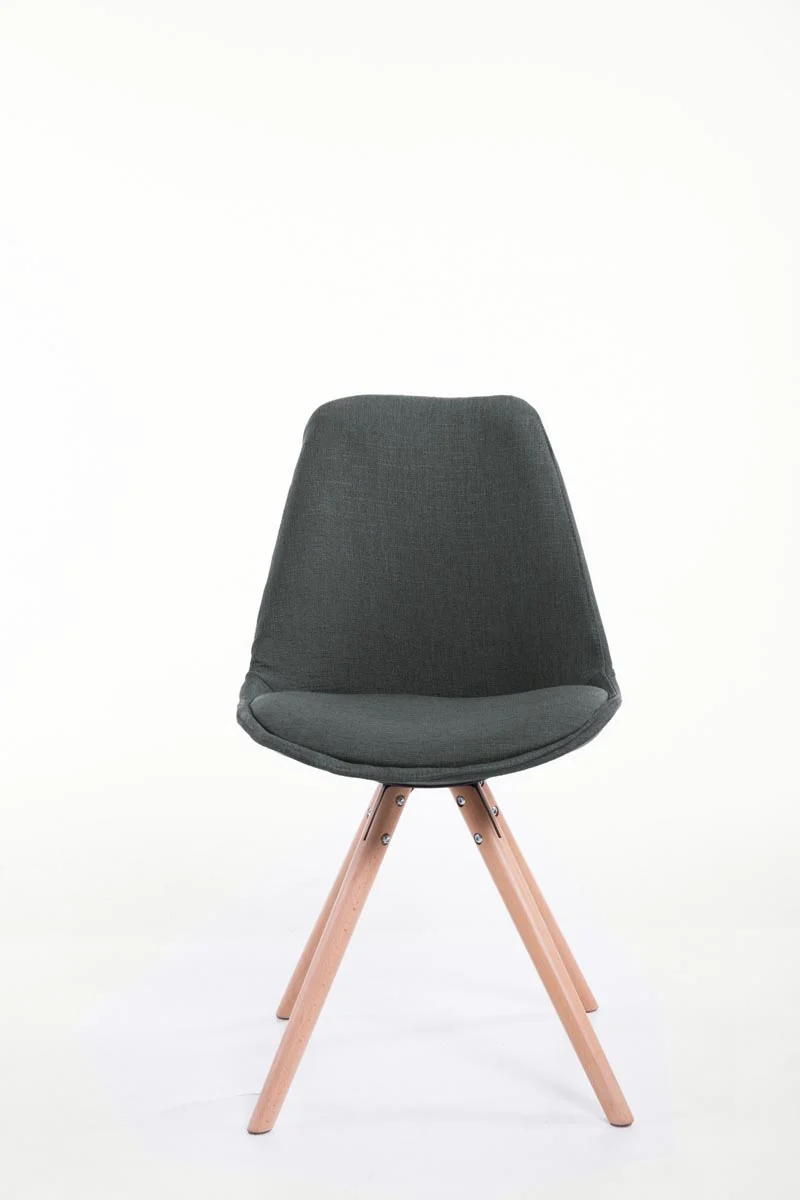 Chaise de salle à manger design scandinave en tissu gris foncé et pieds en bois clair forme rond 10_0003452