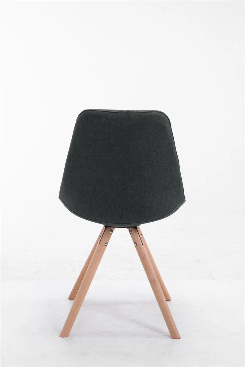 Chaise de salle à manger design scandinave en tissu gris foncé et pieds en bois clair forme rond 10_0003452