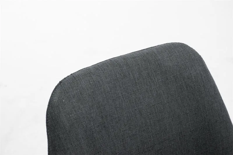 Chaise de salle à manger design scandinave en tissu gris foncé et pieds en bois clair forme rond 10_0003452