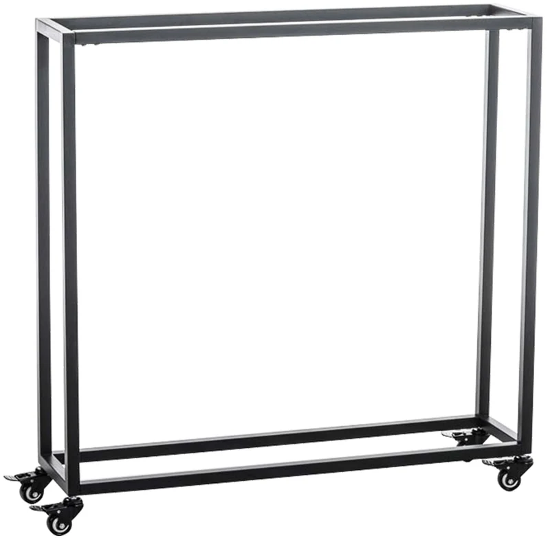 Range-bûches étagère support bois de cheminée sur roulettes 100x100x25 cm en métal noir 10_0003526
