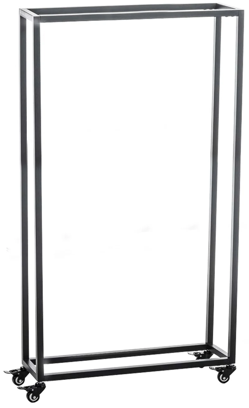 Range-bûches étagère support bois de cheminée sur roulettes 150x60x25 cm en métal noir 10_0003531
