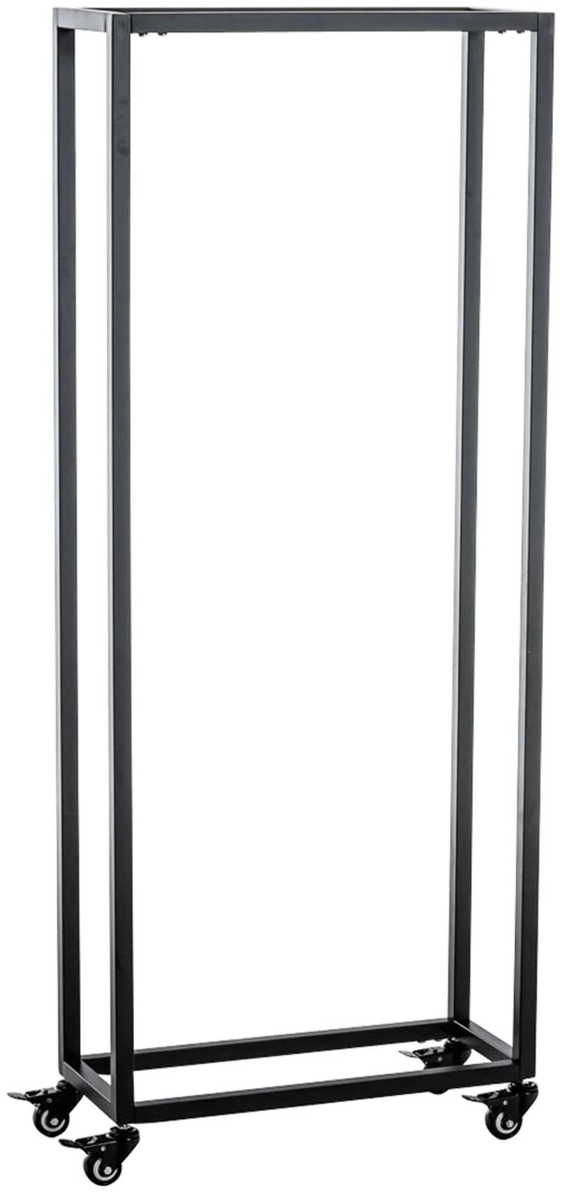 Range-bûches étagère support bois de cheminée sur roulettes 150x40x25 cm en métal noir 10_0003529