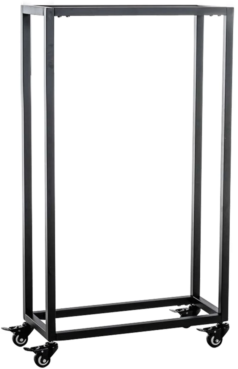 Range-bûches étagère support bois de cheminée sur roulettes 100x40x25 cm en métal noir 10_0003528
