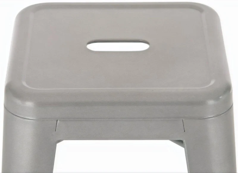 Tabouret de bar x1 avec repose-pieds design industriel en métal argenté 10_0005005