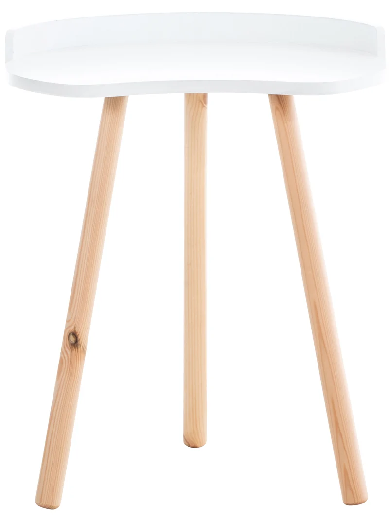 Table d'appoint design scandinave hauteur 54 cm en forme d'haricot en MDF blanc et pieds en bois 10_0005515
