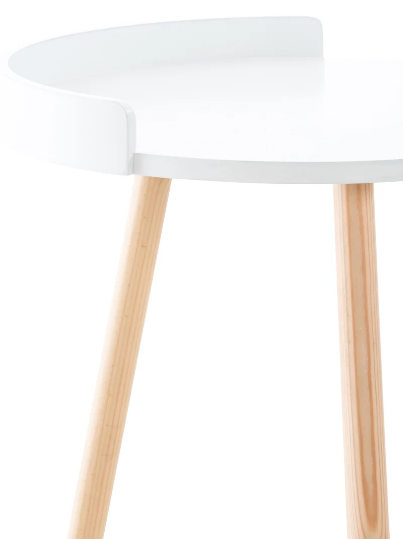 Table d'appoint design scandinave hauteur 54 cm en forme d'haricot en MDF blanc et pieds en bois 10_0005515