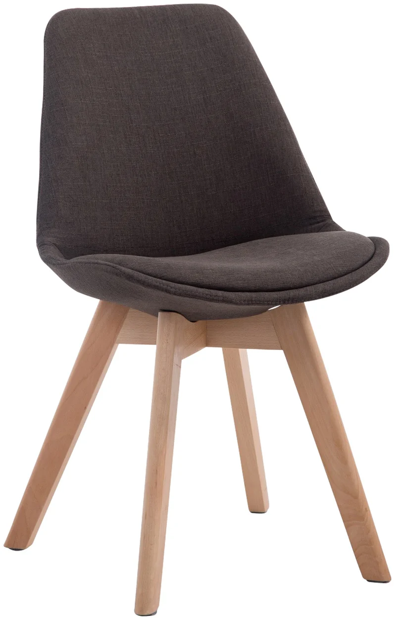 Chaise de salle à manger x1 design scandinave en tissu gris foncé et piètement à 4 pieds en bois clair 10_0003271