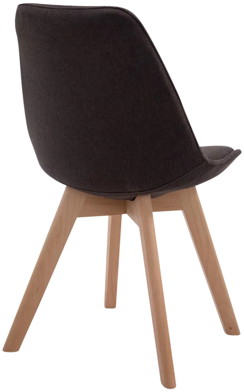 Chaise de salle à manger x1 design scandinave en tissu gris foncé et piètement à 4 pieds en bois clair 10_0003271
